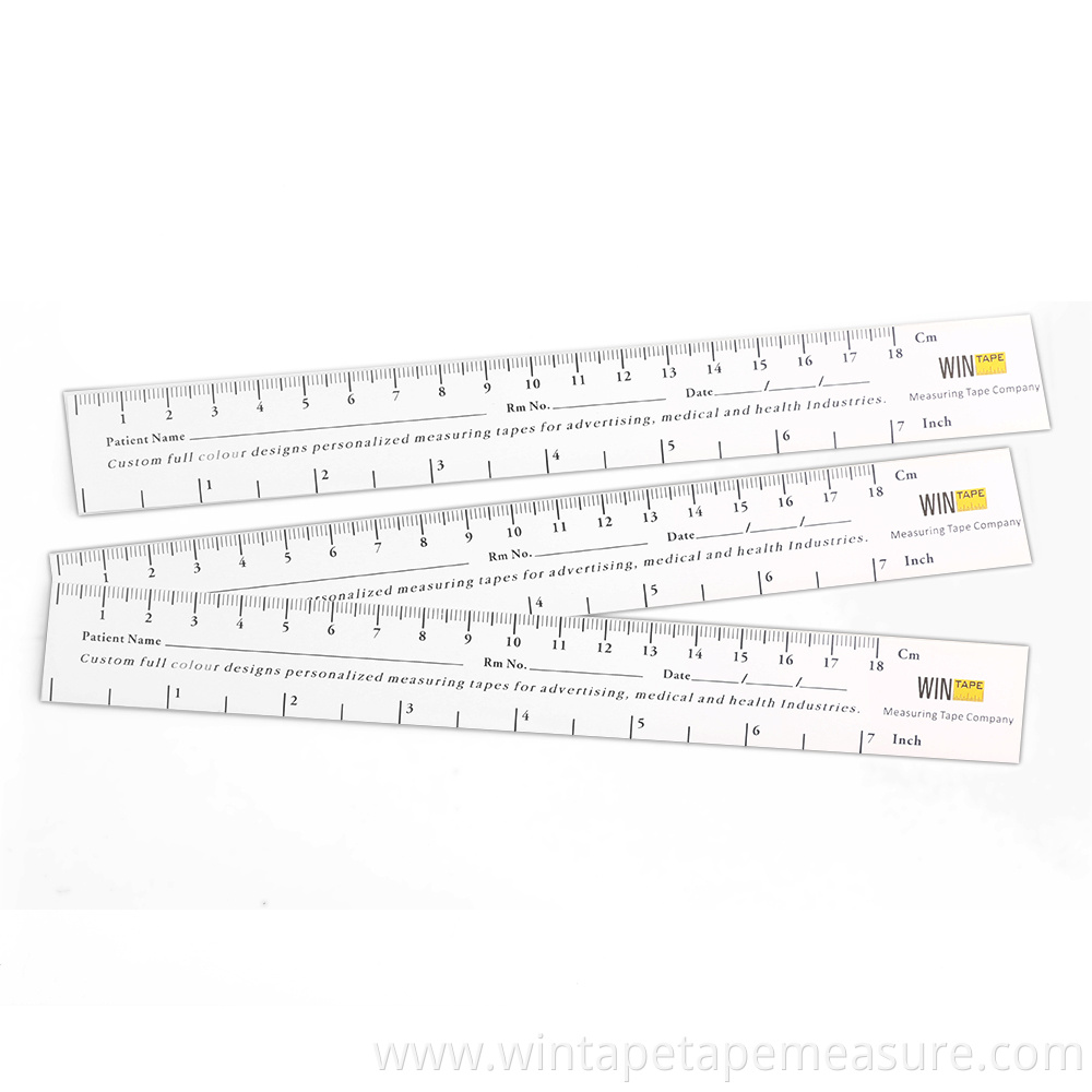 Wintape 18cm / 7'' Educare Wound Ruler (PAPER) Wound Measuring Tape (Pack of 100) Medical Medimeter